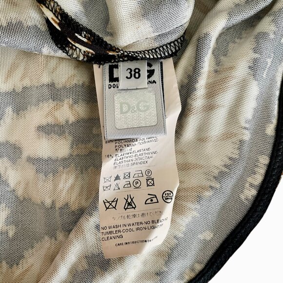 D&G Dolce & Gabbana Dress 38 Brown Tiger Print Ruched Mini Bodycon - Picture 6 of 8